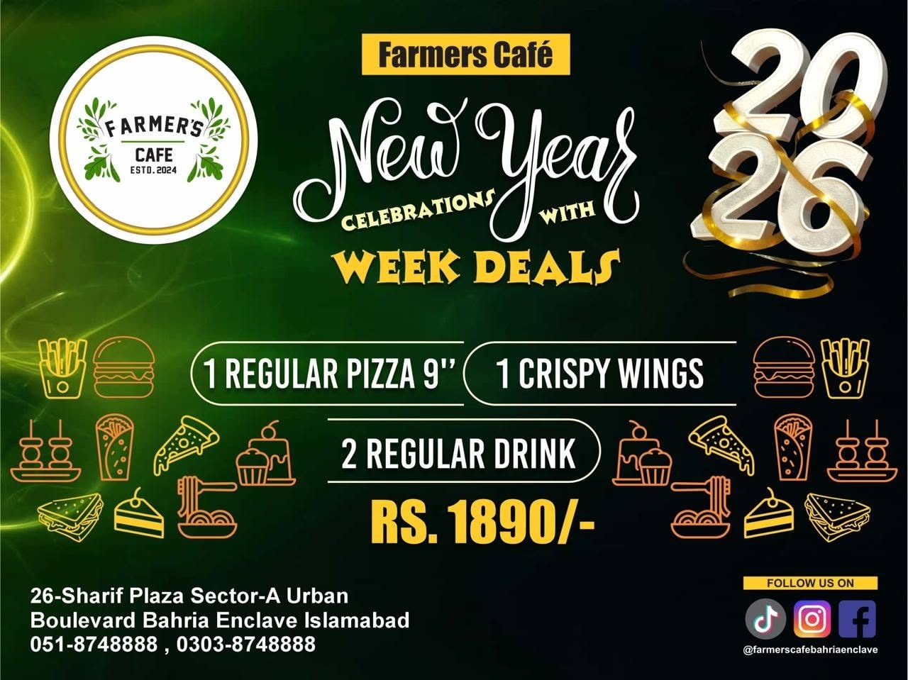 1 Regular Pizza 9 Inch + 1 Chrispy Wings + 2 Regualr Drink
